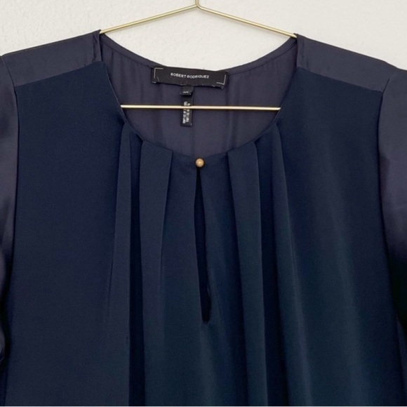 ROBERTO RODRIGUEZ Navy blue Sleeveless Chiffon Sheer Billowy Top - Picture 3 of 5